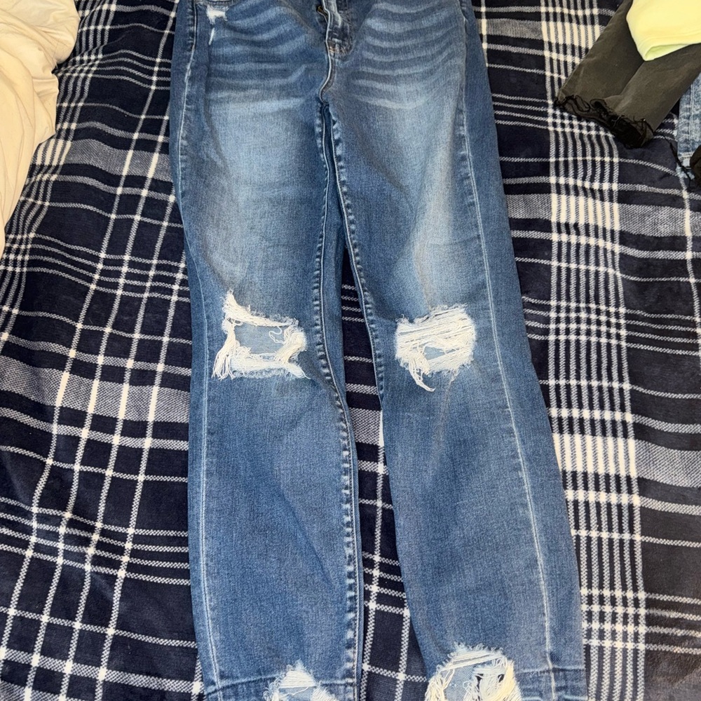 Flying Monkey Blue Boyfriend Jeans Distressed Style